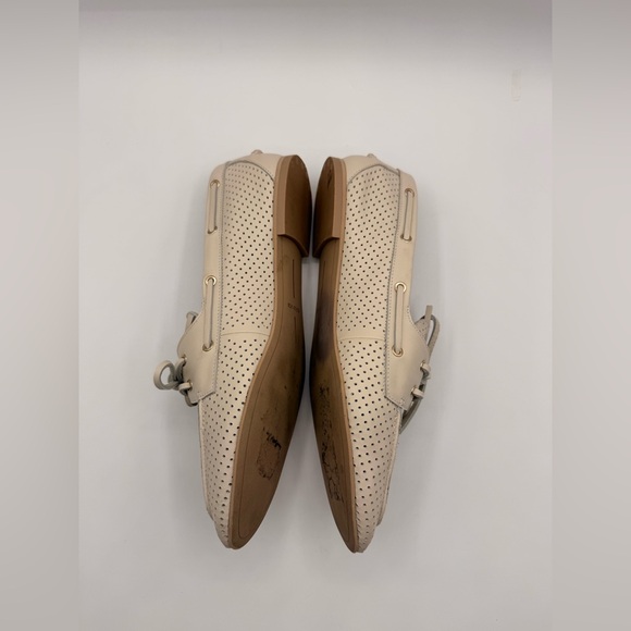 Dolce Vita Lakin Loafers Ivory Perforated Leather Boat Classic Lace-Up Flats - Picture 10 of 16